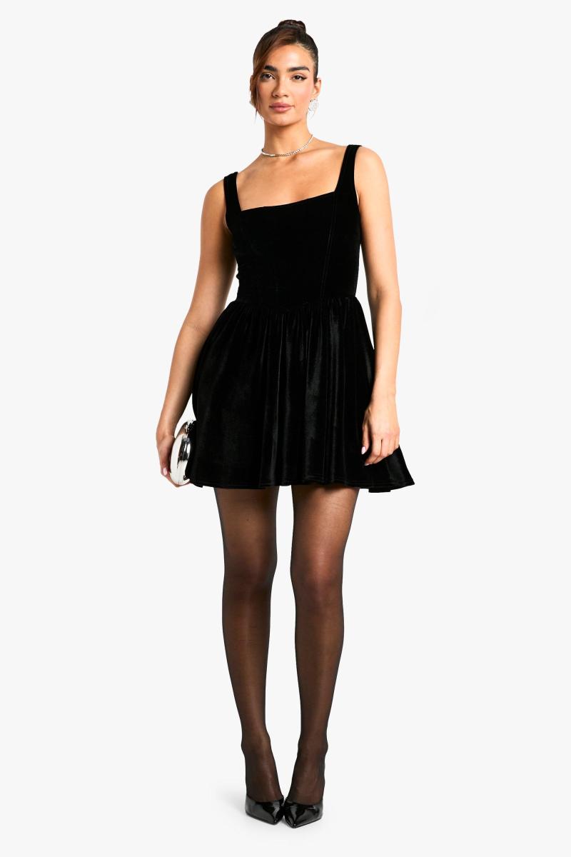 Оксамитова міні-сукня Milkmaid з квадратним вирізом