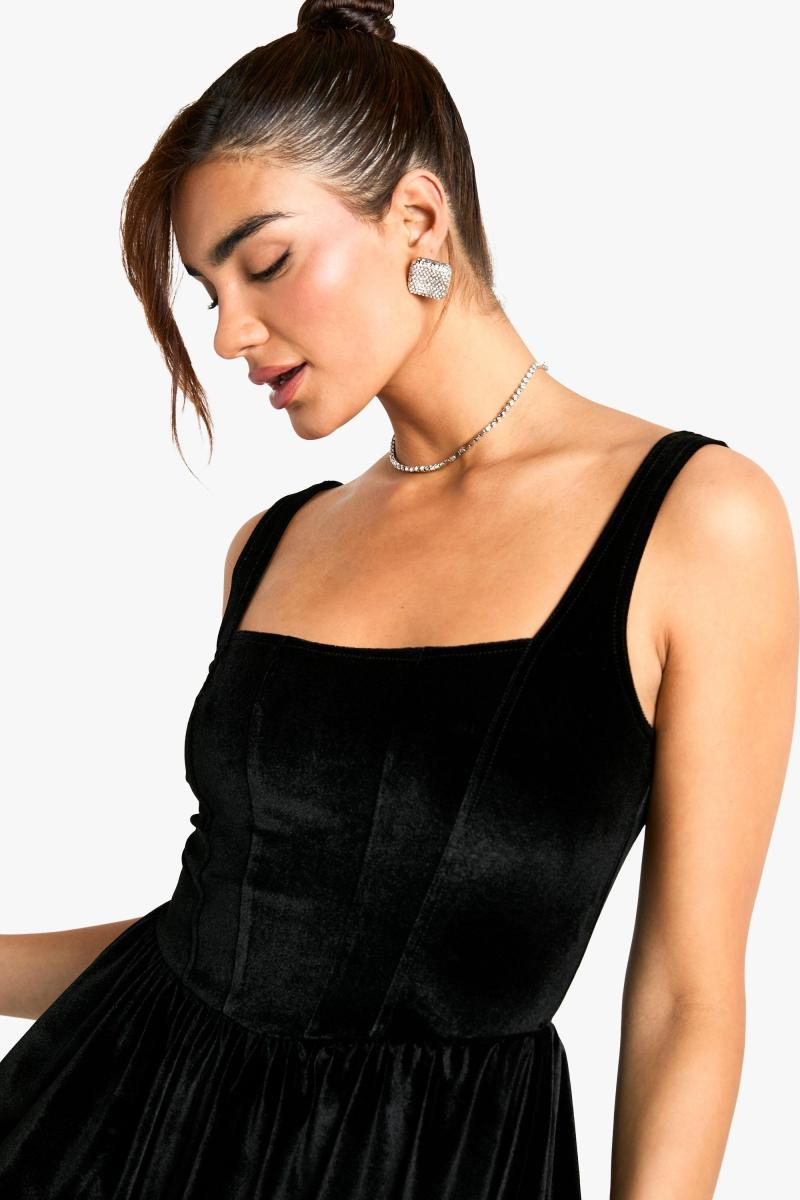 Оксамитова міні-сукня Milkmaid з квадратним вирізом