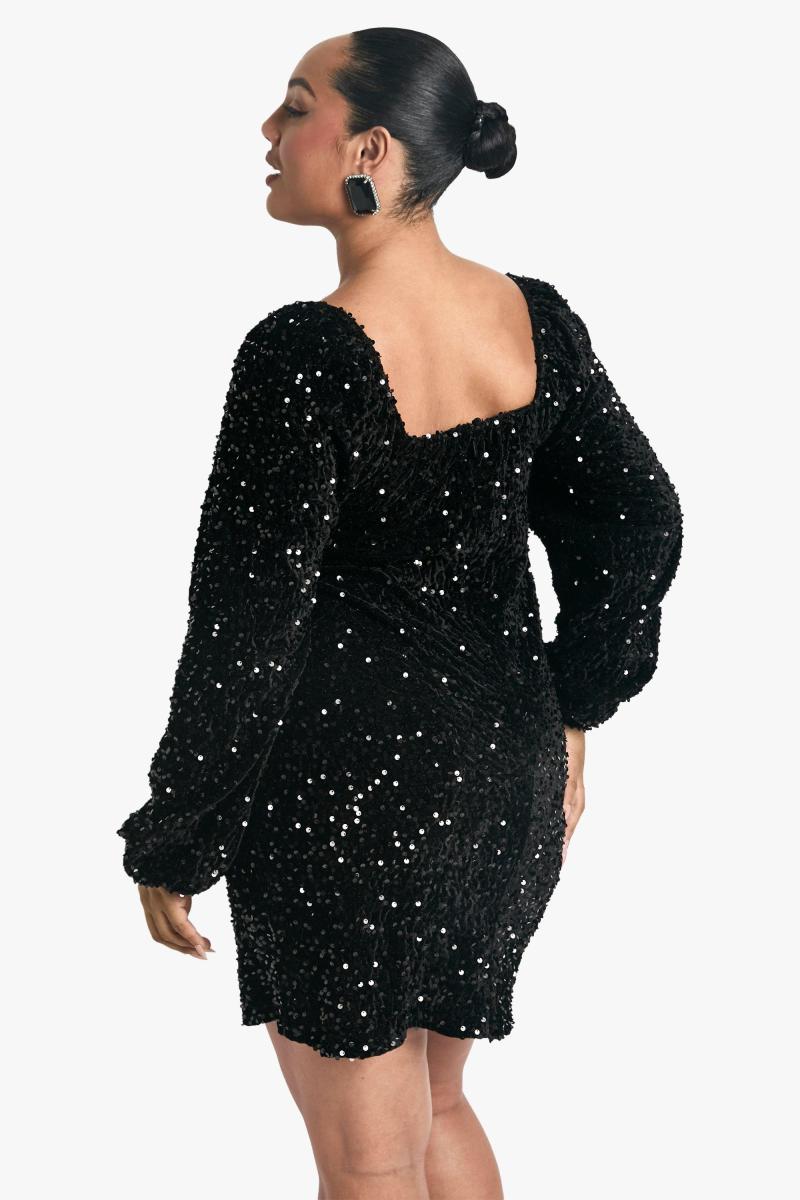 Плюс оксамитова сукня-гойдалка з паєтками