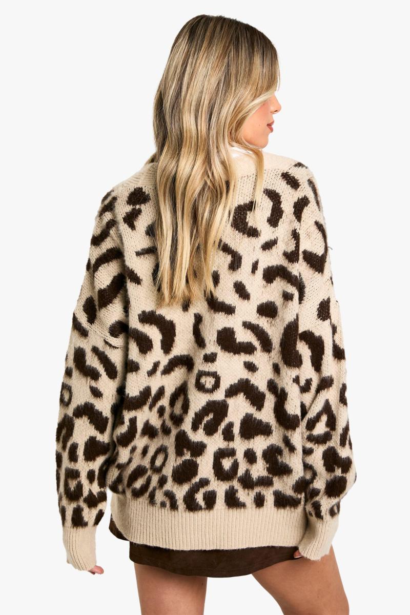 В'язаний леопардовий кардиган-бойфренд