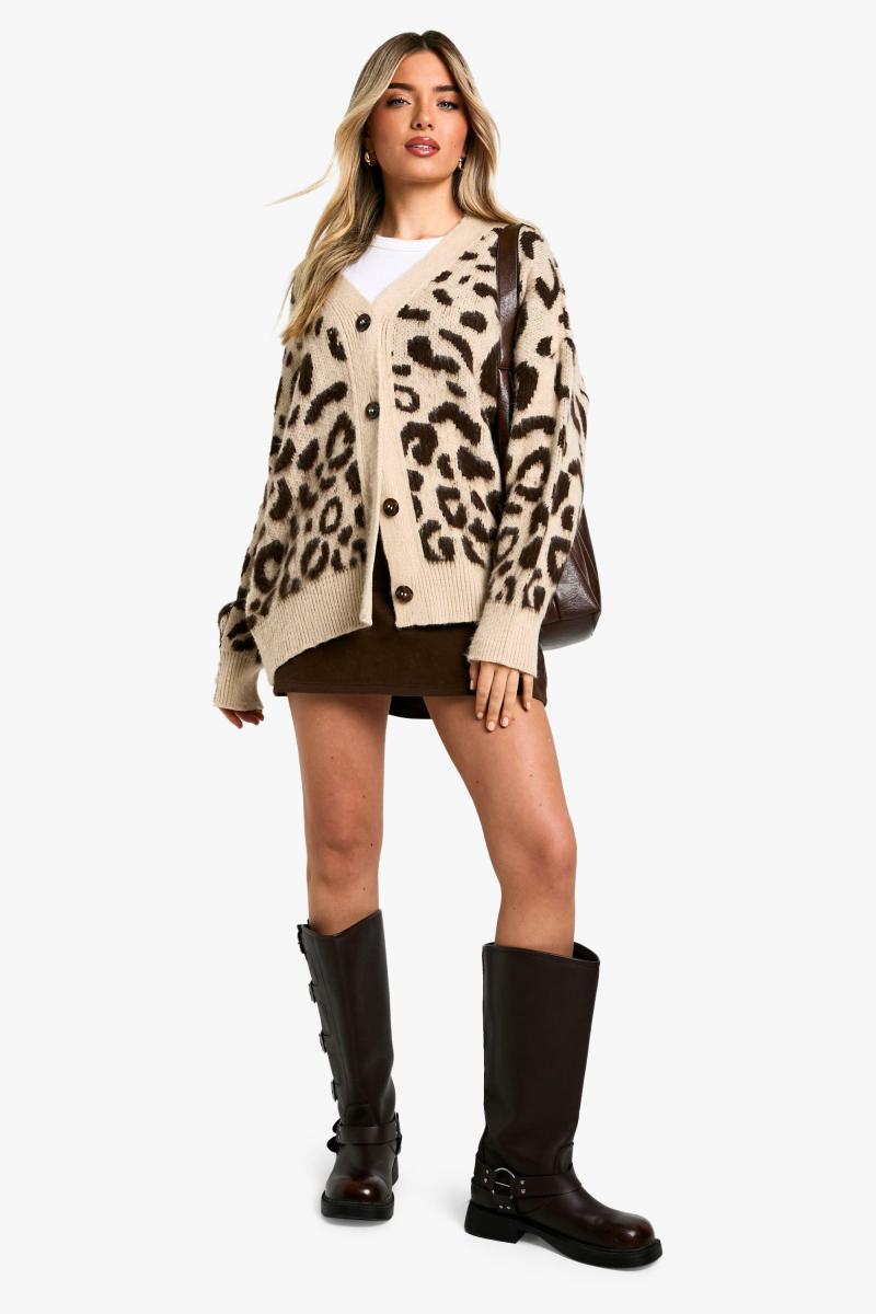 В'язаний леопардовий кардиган-бойфренд