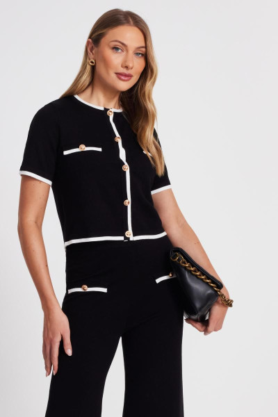 Чорний в’язаний контраст зверху Чорний в’язаний контраст зверху