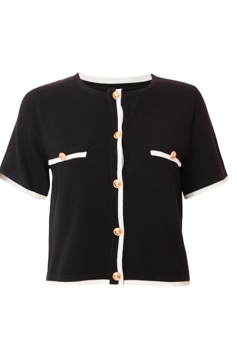 Чорний в’язаний контраст зверху