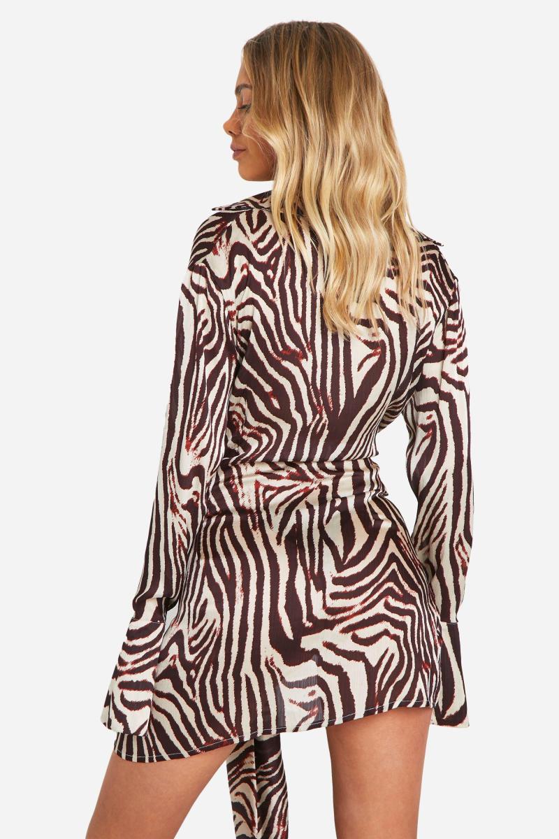 Сукня-сорочка з атласною спідницею з зебри