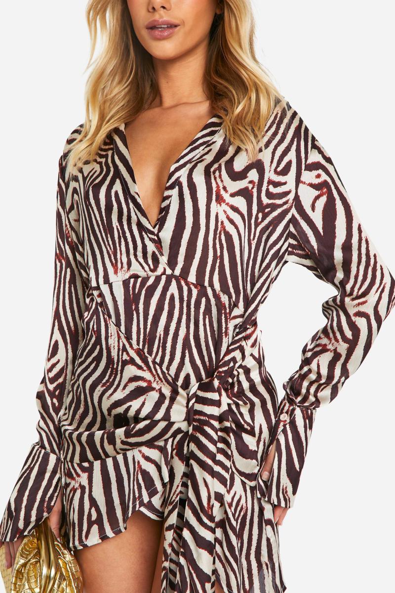 Сукня-сорочка з атласною спідницею з зебри