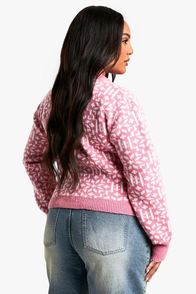 Плюс преміальний в'язаний кардиган із різдвяною ярмаркою