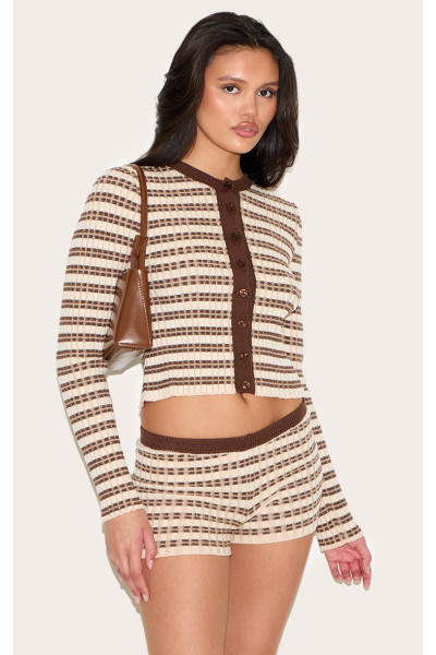 Шоколадна смуга в'язана кардиган