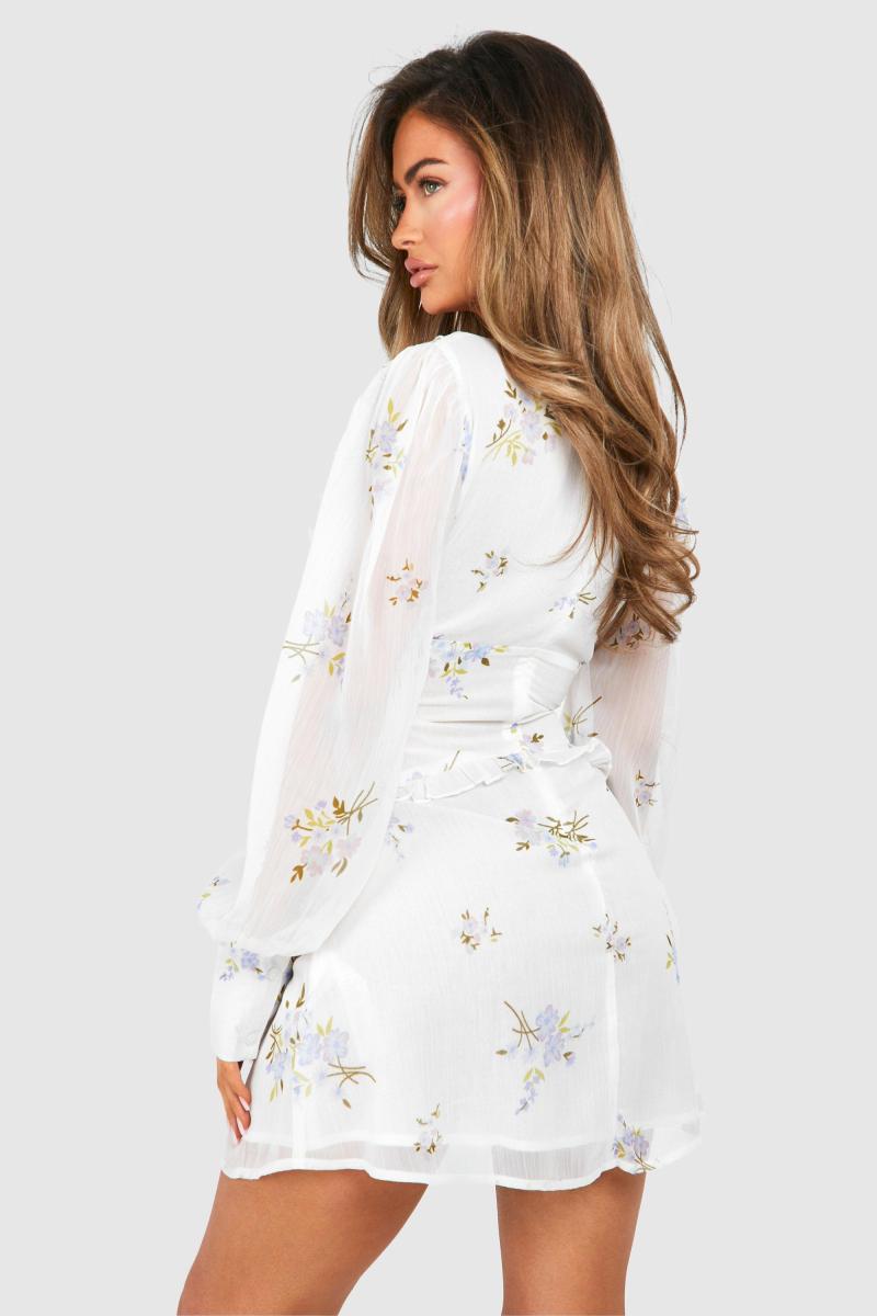 Міні -плаття з квіткового шифонового руфла